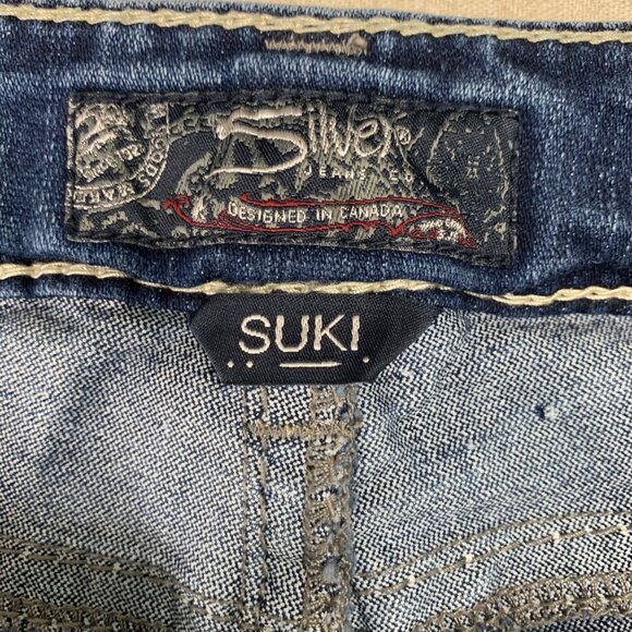 Silver Jeans Co. Womens W33/L33 Blue Suki Mid Slim Bootcut Denim Jeans - Picture 3 of 12